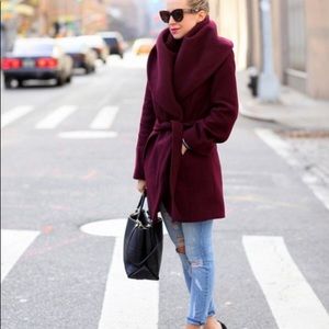 Marla wrap collar coat in burgundy